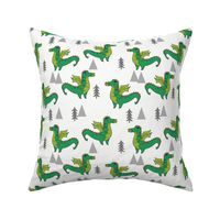 dragon fabric // quirky kids illustration fun design original andrea lauren illustration - green