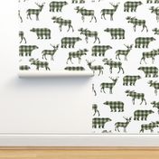 
buffalo plaid animals fabric - hunter green on white
 