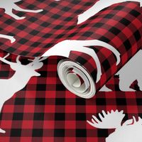 buffalo plaid animals fabric - red and black plaid 