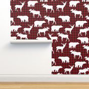 buffalo plaid animals fabric - red and black plaid 