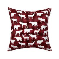 buffalo plaid animals fabric - red and black plaid 