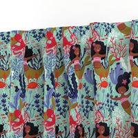 African American mermaids for girls, black mermaid fabric