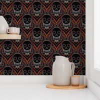 Skull diamond Halloween damask 