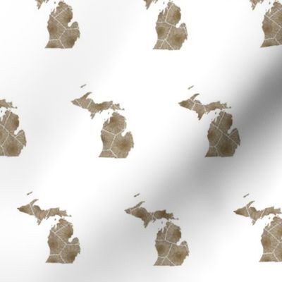 Michigan silhouette - 2" petoskey on white in 3" brick repeat
