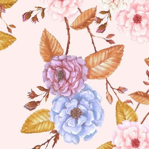 Briar Rose, Pink Lilacs on Powder Pink // large