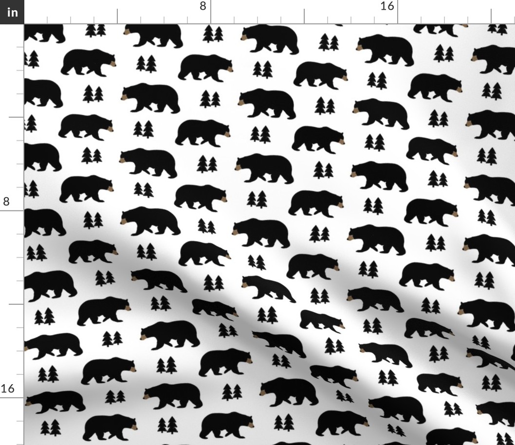Forest Black Bears - Monochrome Baby Nursery