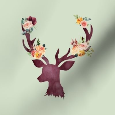 8" Autumn Wine Floral Deer // Sage