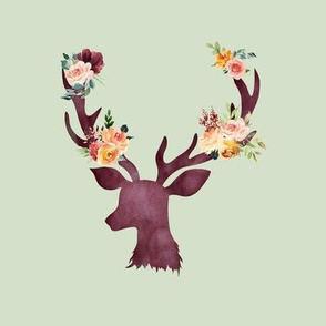 8" Autumn Wine Floral Deer // Sage