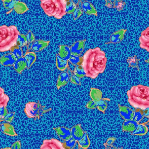 vintage roses - blue texture