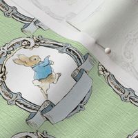 Peter Rabbit in shabby Chic Oval Frame - Moss Green
