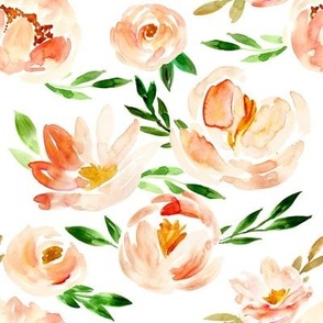 vibrant peach blush watercolor floral 