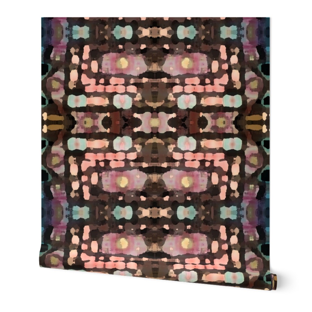 Pink and Brown Smudge Ikat Plaid