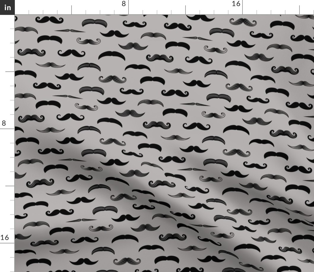 mustaches on grey