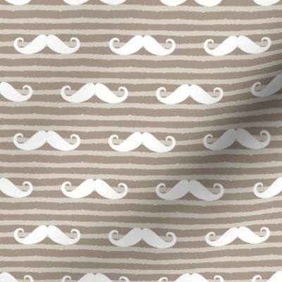 mustache on stripes ( beige)