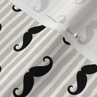 mustache on stripes (black on beige)