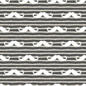 mustache on stripes (beige and charcoal)