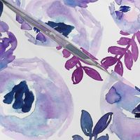 Ultra Violet Loose Watercolor Purple Floral - Large Scale 