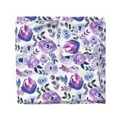 Ultra Violet Loose Watercolor Purple Floral - Large Scale 