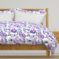 Ultra Violet Loose Watercolor Purple Floral - Large Scale 