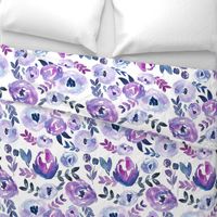 Ultra Violet Loose Watercolor Purple Floral - Large Scale 