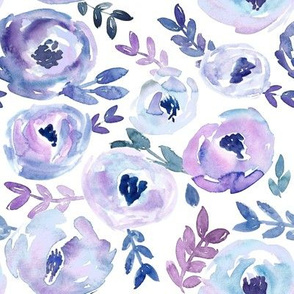 Ultra Violet Loose Abstract Winter Watercolor Floral 