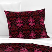 Decadent damask, pink and red 