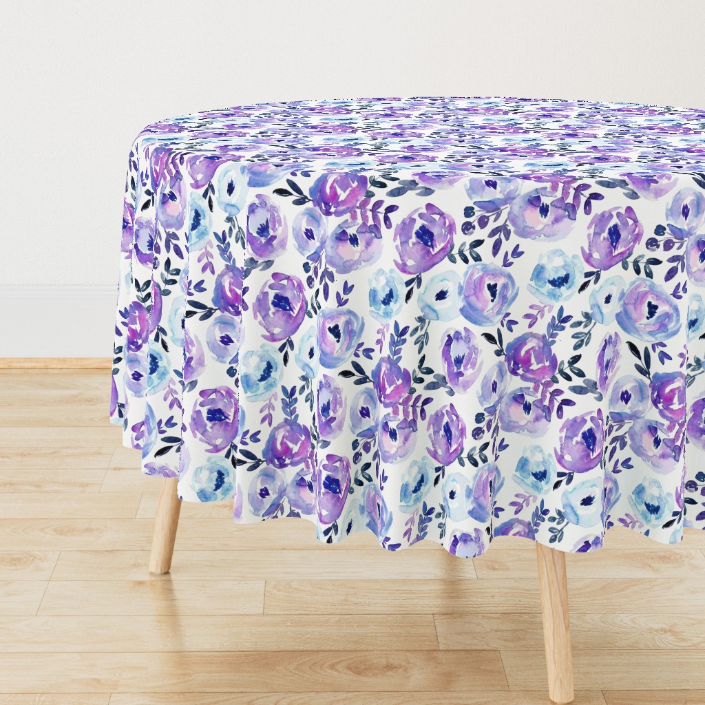 Ultra Violet Loose Abstract Winter Watercolor Floral 