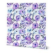 Ultra Violet Loose Abstract Winter Watercolor Floral 