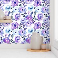 Ultra Violet Loose Abstract Winter Watercolor Floral 