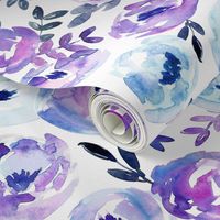 Ultra Violet Loose Abstract Winter Watercolor Floral 