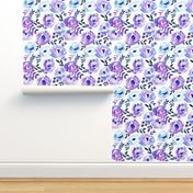 Ultra Violet Loose Abstract Winter Watercolor Floral 