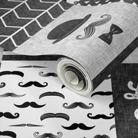 Little Man Wholecloth - Monochrome Mustache w/hat and bowtie