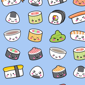 Happy kawaii sushi pattern