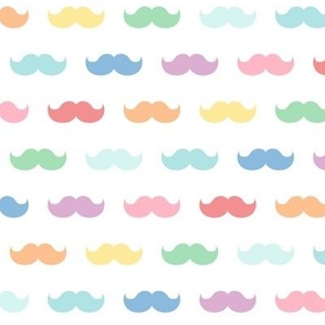 XL pastel rainbow fun moustaches