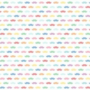 tiny pastel rainbow fun moustaches