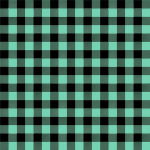 buffalo plaid sea foam green 1"