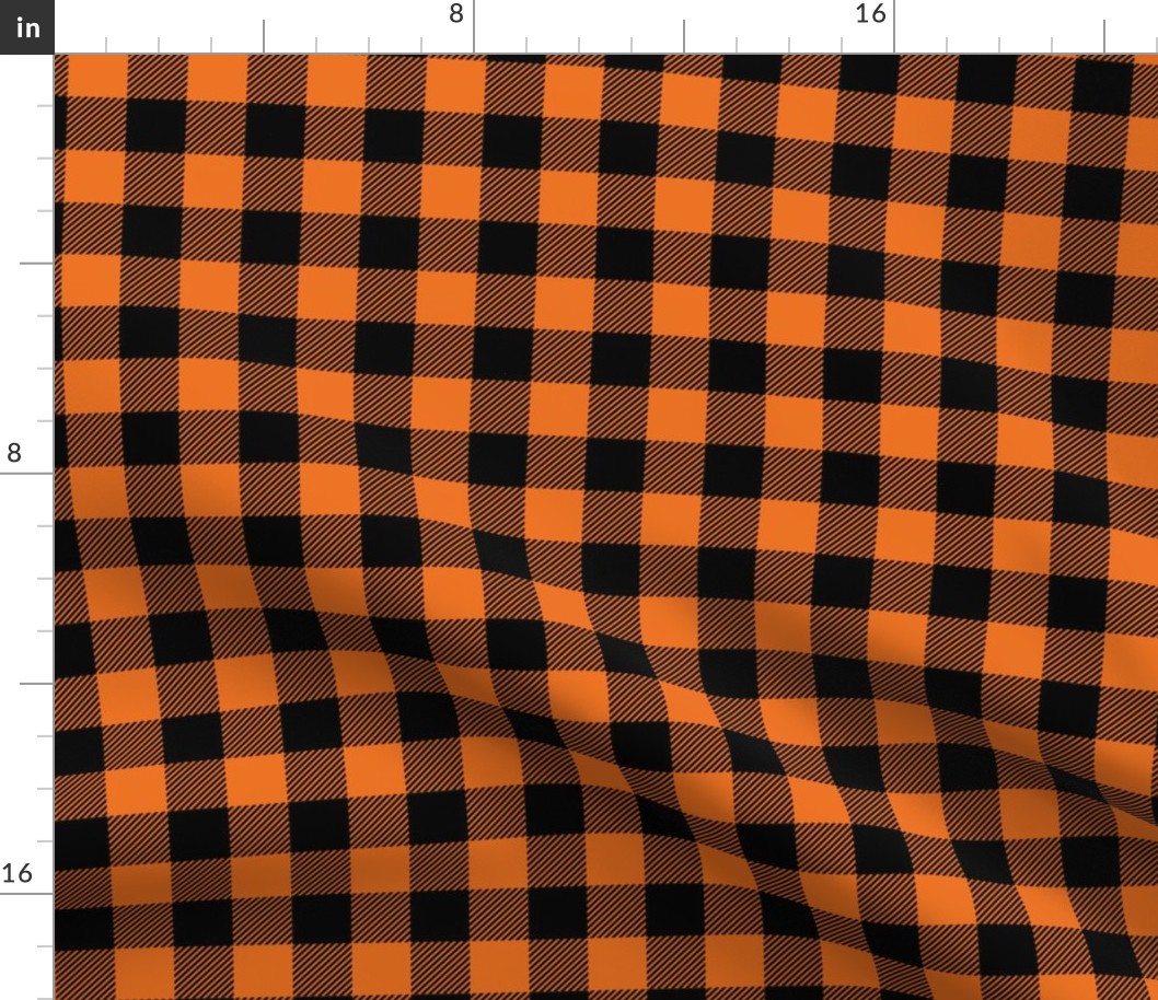 buffalo plaid orange 1" - great for Halloween!