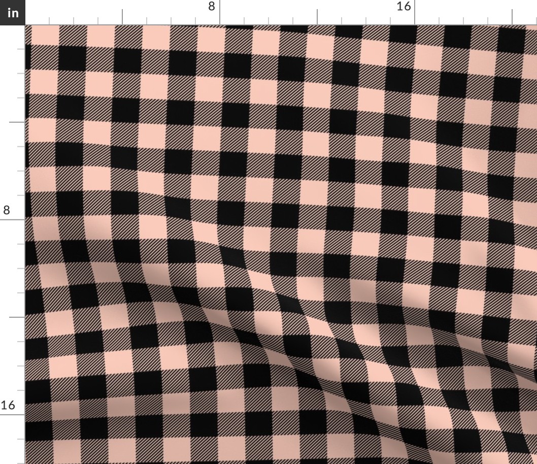 buffalo plaid blush pink 1"