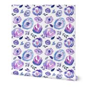 Ultra Violet Loose Abstract Winter Watercolor Floral 