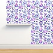 Ultra Violet Loose Abstract Winter Watercolor Floral 