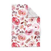 Valentine's Day Modern Rose Red Pink Blush Watercolor Floral