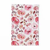 Valentine's Day Modern Rose Red Pink Blush Watercolor Floral