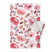 Valentine's Day Modern Rose Red Pink Blush Watercolor Floral