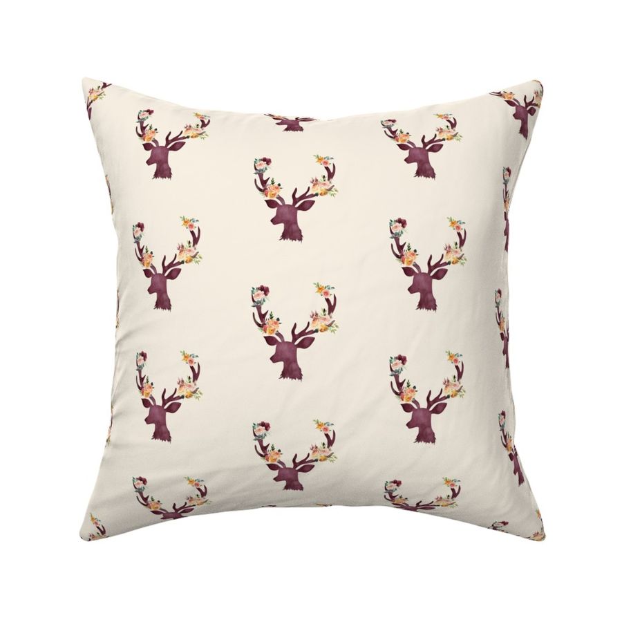 4" Autumn Wine Floral Deer // Cream