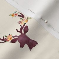 4" Autumn Wine Floral Deer // Cream