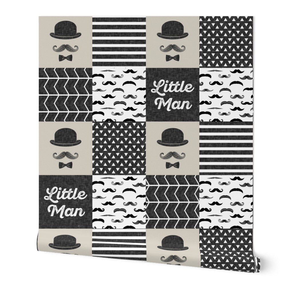 mustache wholecloth - dapper trio beige