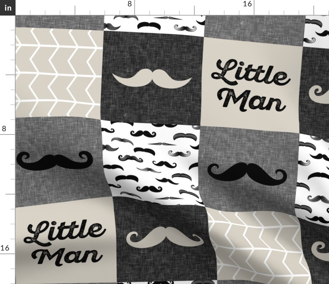 mustache wholecloth - little man beige