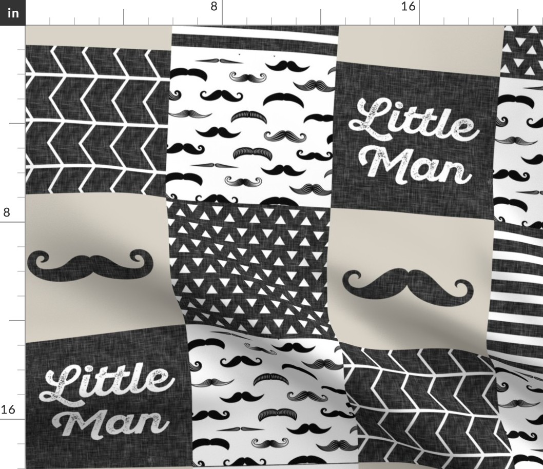 mustache wholecloth - little man beige