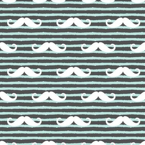 mustache on stripes - paramour blue and charcoal