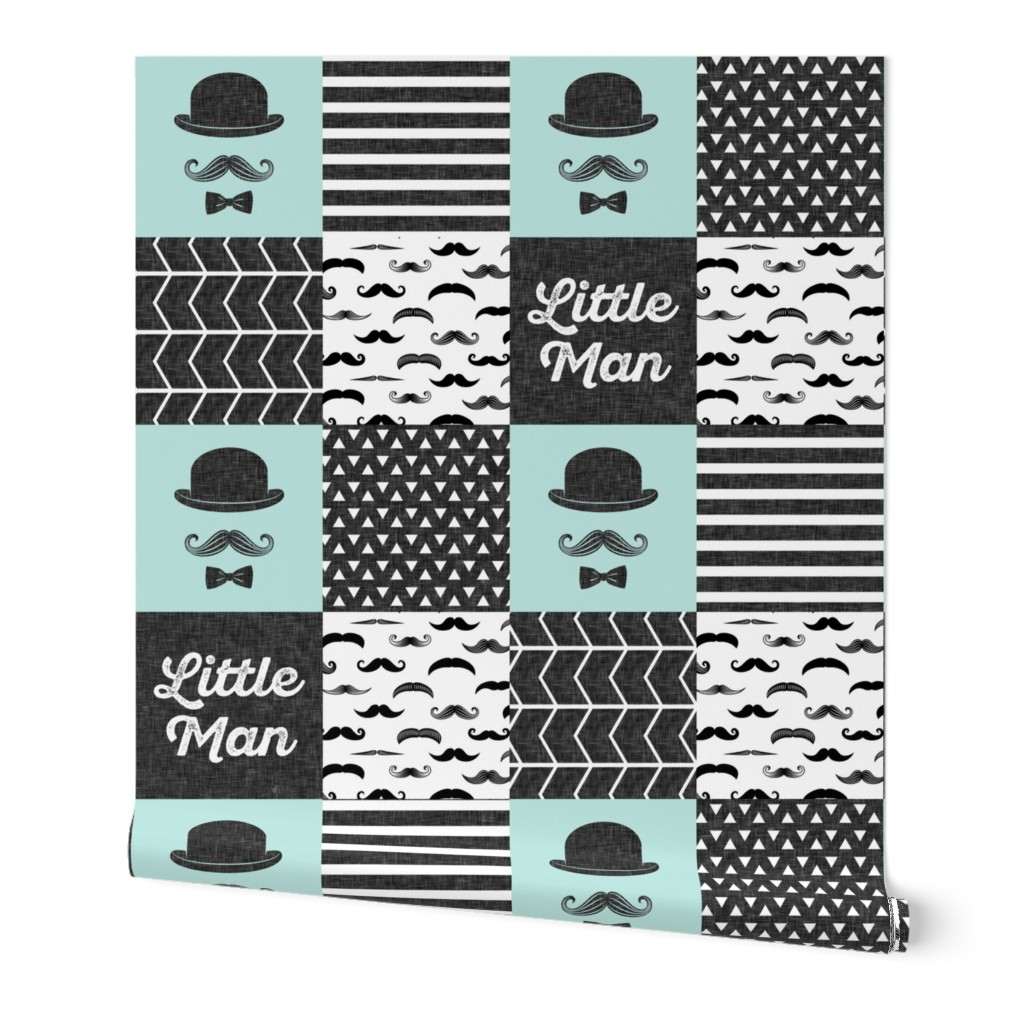little man mustache wholecloth - dapper trio paramour blue